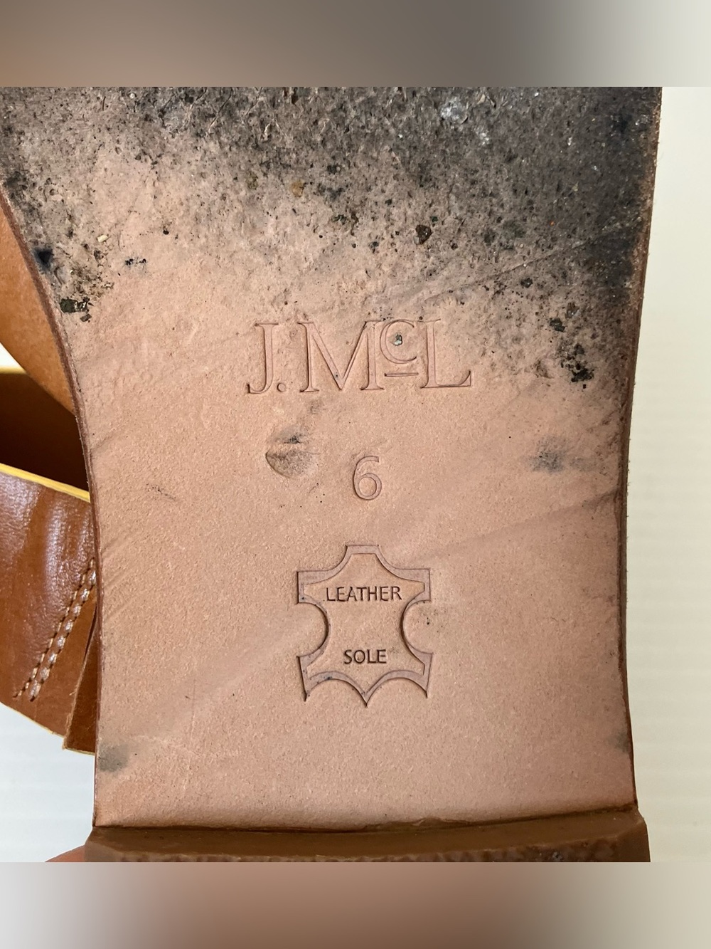 J. McLaughlin Shay Leather Sandals Tan Cognac Crisscross Slide Flat Size 6 - Picture 9 of 9